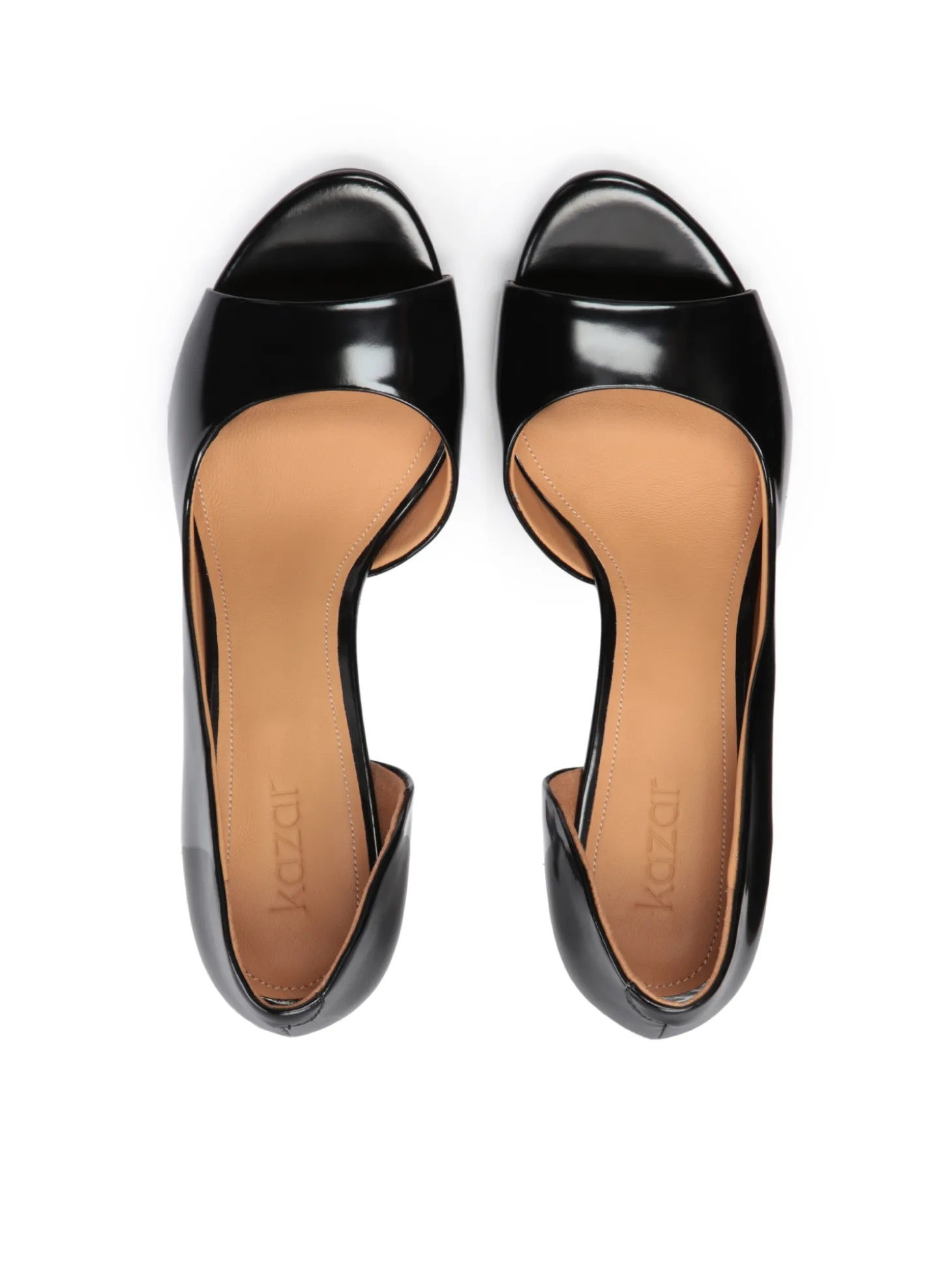 Skórzane czółenka peep toe
