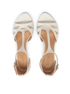 Skórzane sandały damskie w kolorze off-white