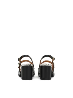 Skórzane slingbacki w print skóry węża