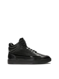 Sneakersy skórzane z wysoką cholewką na suwak i sznurowanie