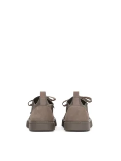 Sneakersy taupe z tkaniny i zamszu