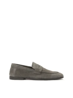Szare loafersy z zamszu