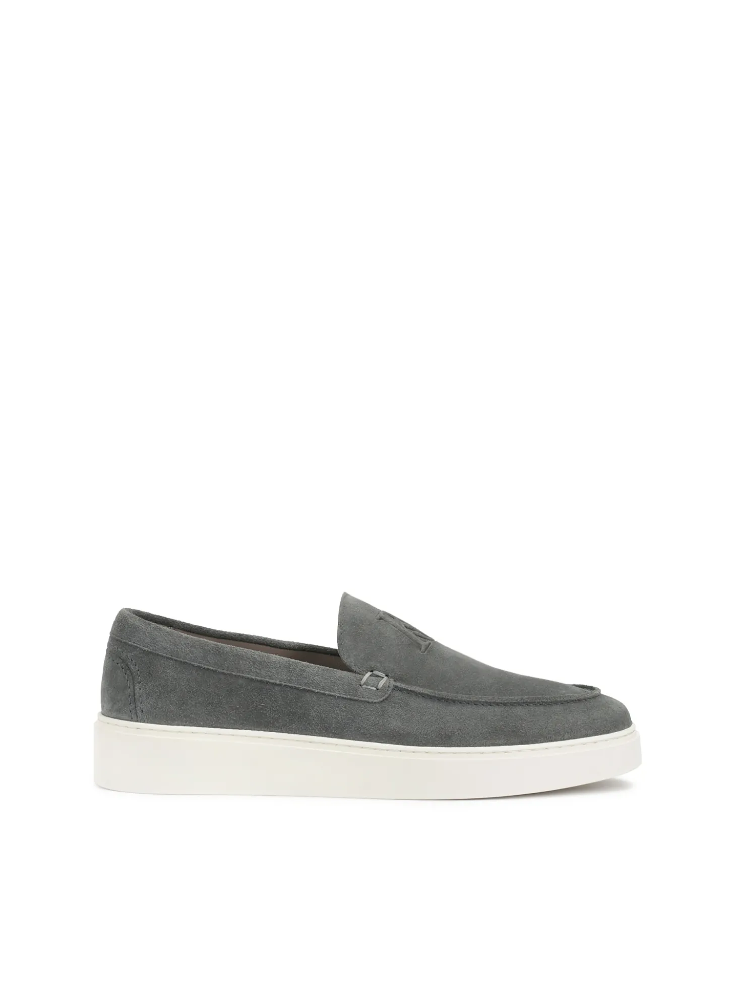Szare zamszowe loafersy na podeszwie typu sneakers