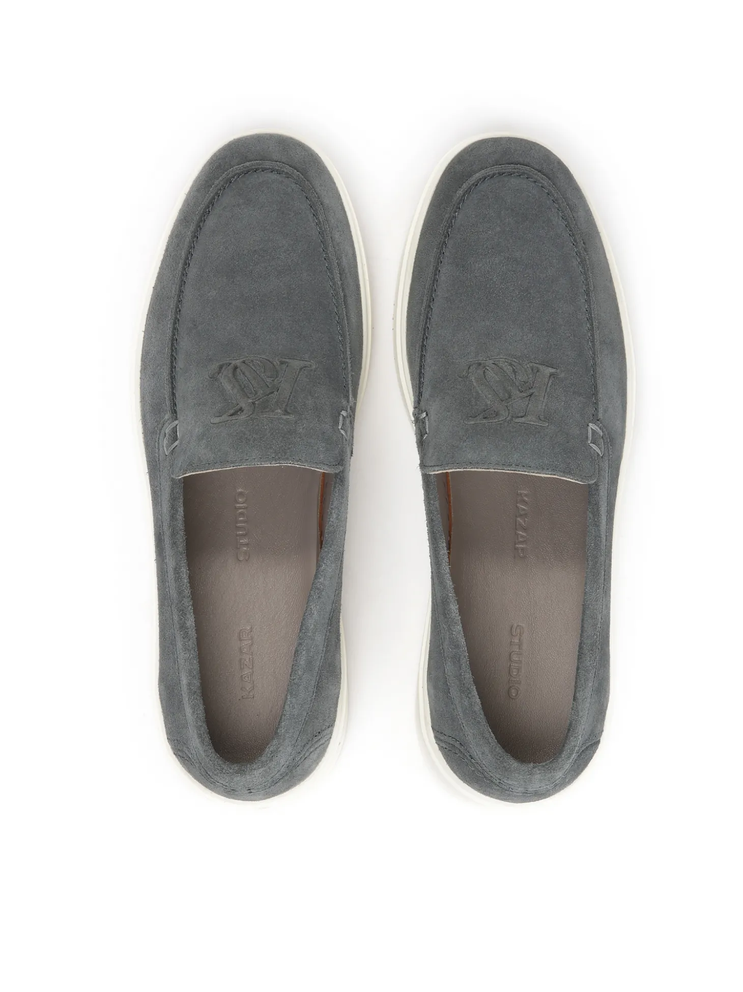 Szare zamszowe loafersy na podeszwie typu sneakers