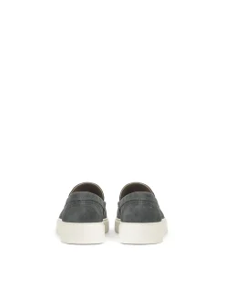 Szare zamszowe loafersy na podeszwie typu sneakers
