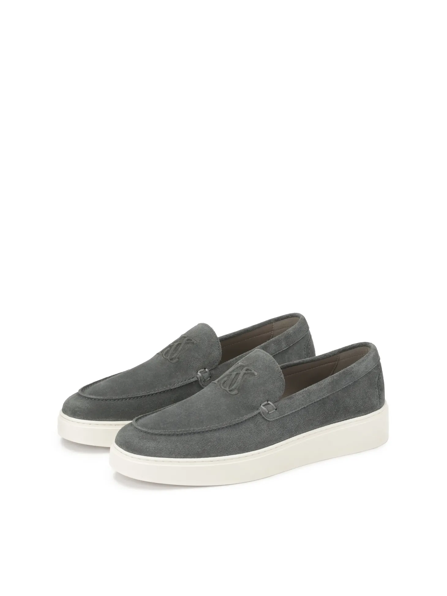 Szare zamszowe loafersy na podeszwie typu sneakers