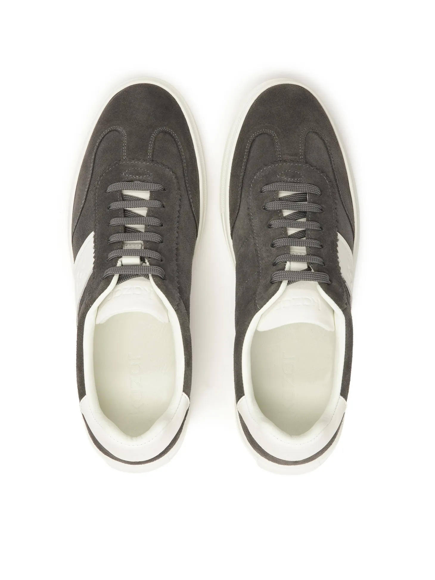Szare zamszowe sneakersy z białymi wstawkami