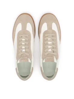 Sznurowane sneakersy z łączonych skór