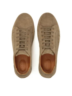 Taupe sneakersy z perforacją na cholewce