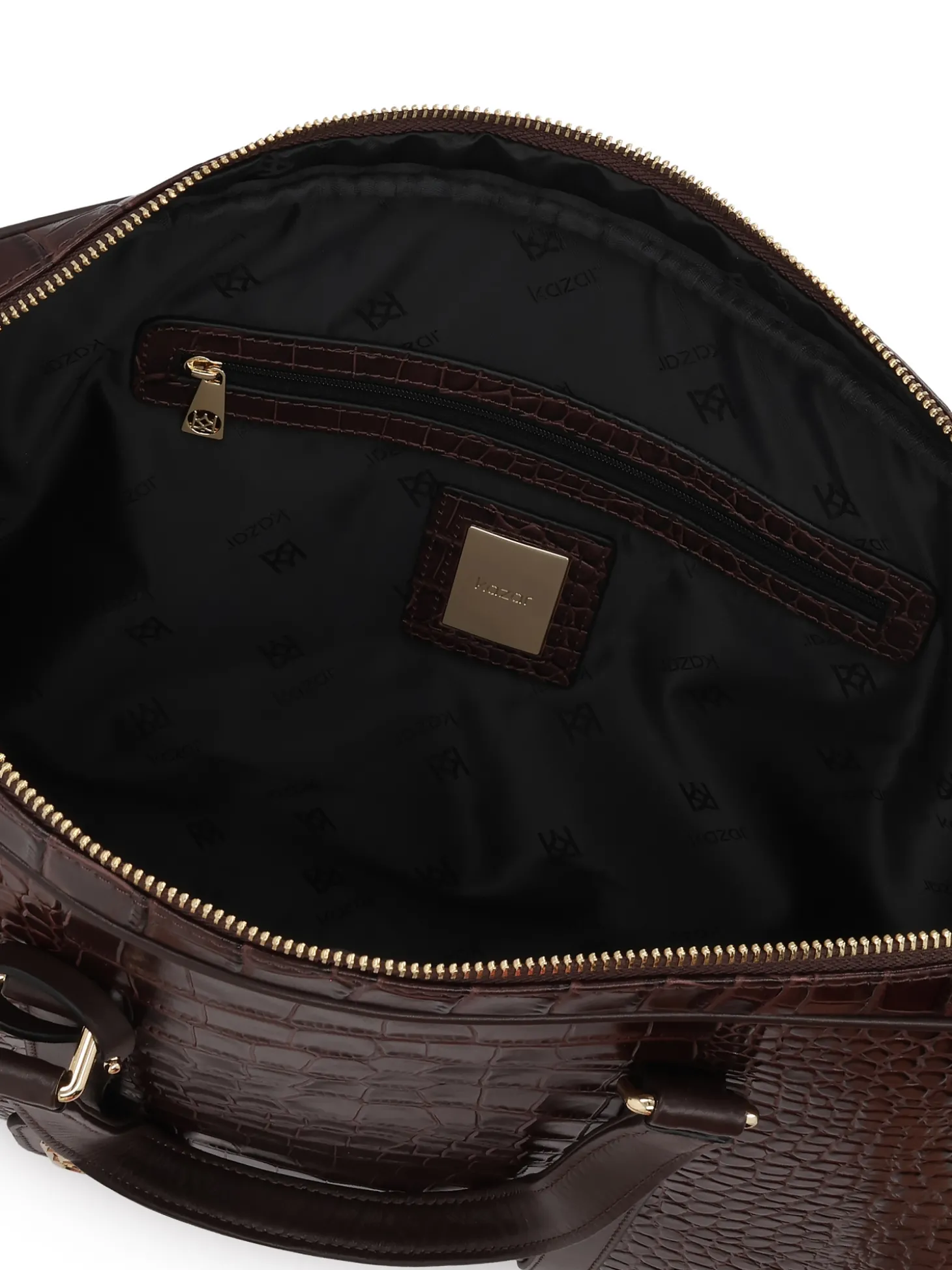 Torba na laptopa z tłoczonej brązowej skóry