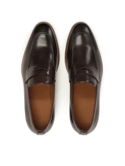 Wizytowe brązowe loafersy z cieniowaną cholewką