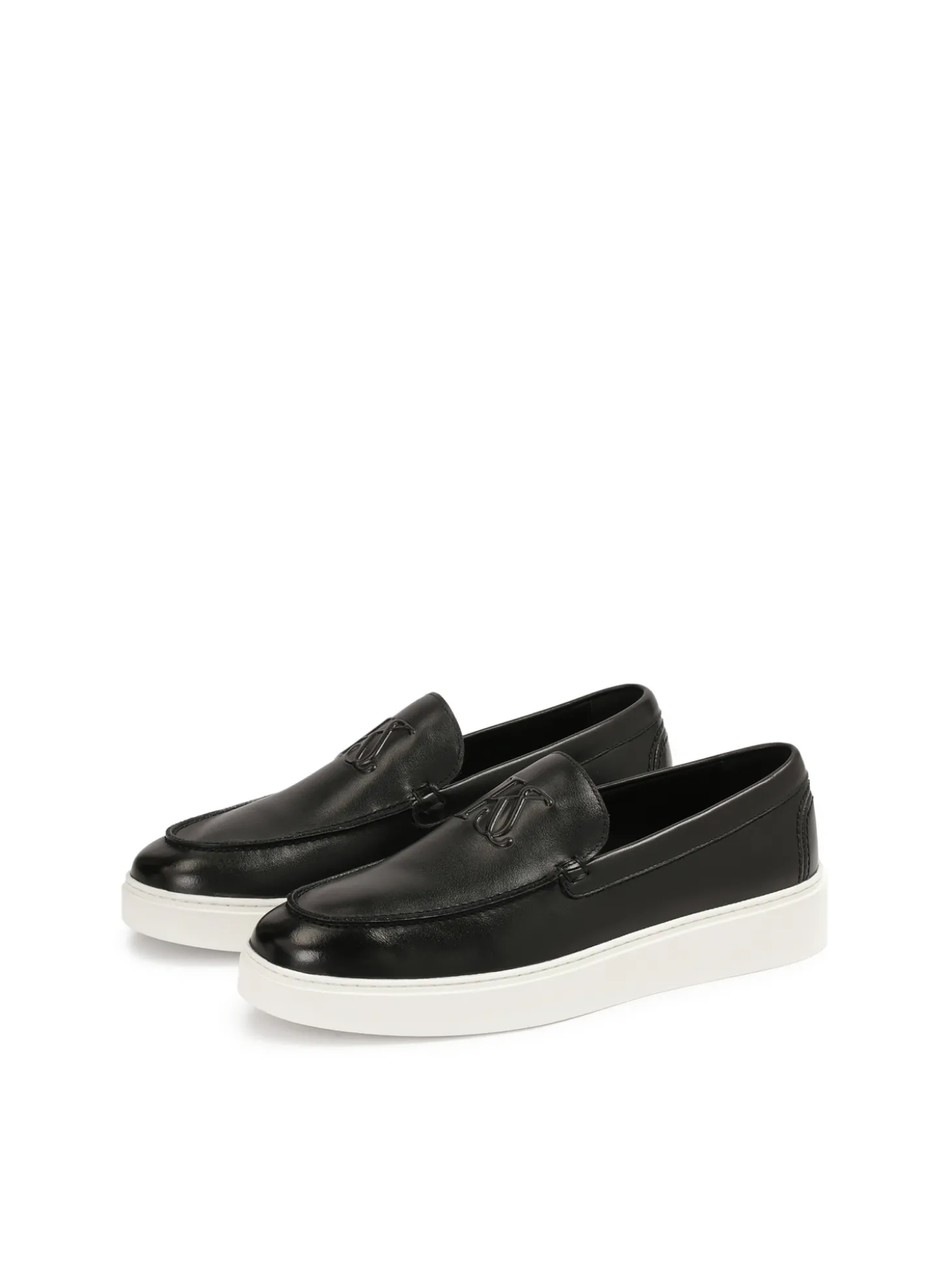 Wsuwane czarne loafersy z białą podeszwą typu sneakers