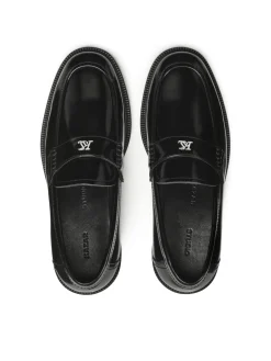Wsuwane czarne loafersy z monogramem