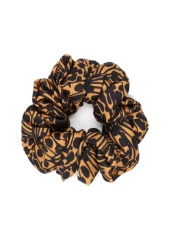 Wzorzysta brązowo-czarna gumka scrunchie
