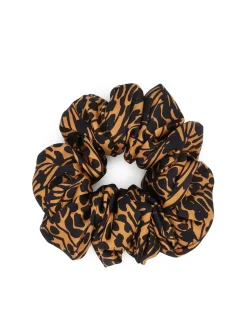 Wzorzysta brązowo-czarna gumka scrunchie