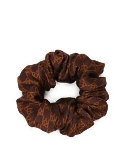 Wzorzysta gumka do włosów scrunchie z satyny jedwabnej