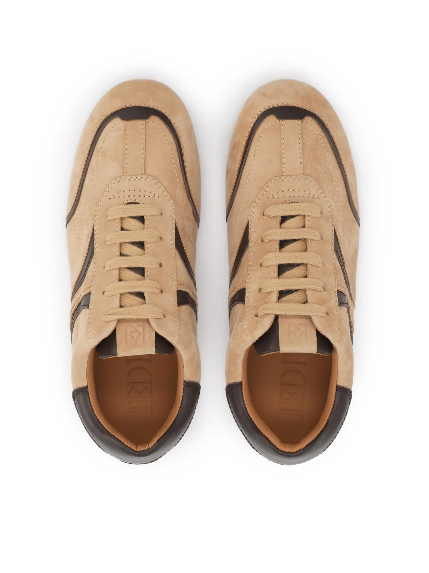 Zamszowe sneakersy ze wstawkami z gładkiej skóry